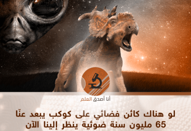 لو هناك كائن فضائي على كوكب يبعد عنّا 65 مليون سنة ضوئية ينظر إلينا الآن بتيليسكوب، فسيرى الديناصورات. السّبب هو أنّ للضوء سرعة محدودة (حوالي الـ300 ألف كيلومتر في الثانية)، لذلك فما قد يصلُ هذا الكّوكب (التخيلي) من الضوء سيكون الضوء الذي خرج من الأرض من 65 مليون عام، أي تقريبًا حينما كانت الديناصورات موجودة. لنفس السبب حين تنظر إلى النجوم في السماء ليلا، فأنتَ تنظُر إلى الماضي، فأنت تنظر إلى هيئةِ هذه النجوم منذ ملايين السّنين - حسب عُمر النجم. كذلك يأخذ الضوء 8 دقائق و19 ثانية ليصل إلينا من الشمس، فحين تنظر إلى الشّمس، فأنت تنظر إلى هيئتها منذ 8 دقائق. أيضًا يأخذ الضوء المنعكس على القمر ثانية تقريبًا ليصل الأرض.