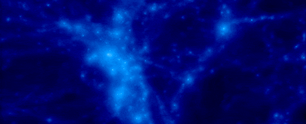 خيط من الغازات امتداده 50 مليون سنة ضوئية مرتبط بالشبكة الكونية - شبكة كونية تتكون خيوط هائلة وهشة من الغاز تمتد بين كتل ضخمة من المادة - الشبكة الكونية