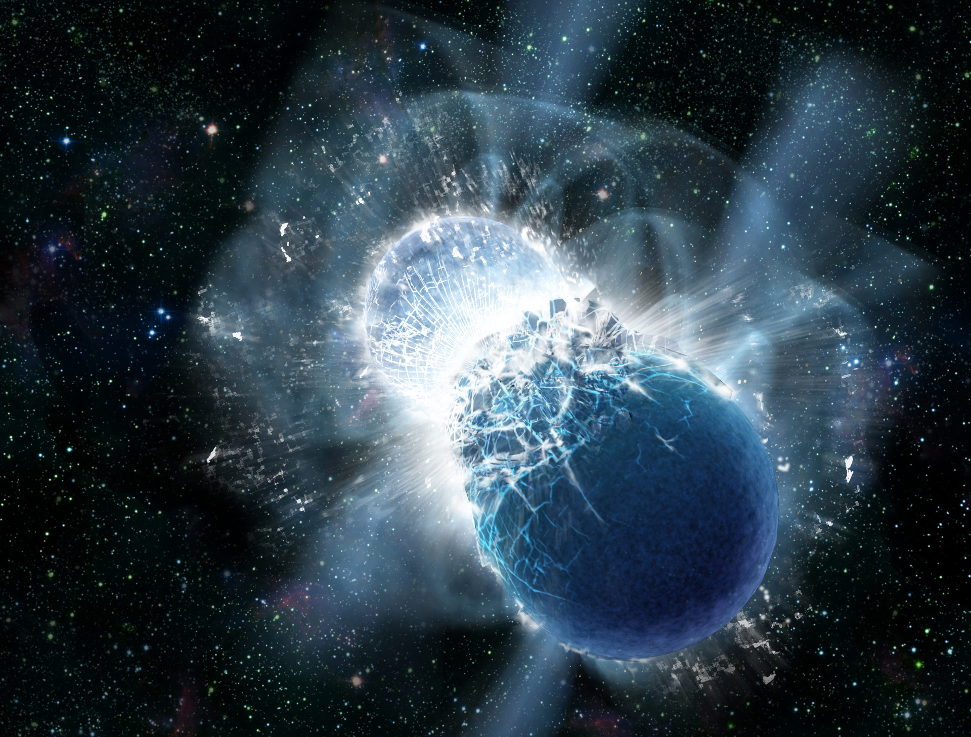 اكتشاف نوع جديد من المادة داخل النجوم النيوترونية - وجود مادة الكوارك في مركز أحد النجوم النيوترونية - الجمع بين فيزياء الجسيمات النظرية والفيزياء النووية 