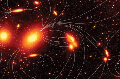 الحقول المغناطيسية في الفضاء تسبب انحناء تدفقات الثقوب السوداء - التفاعلات الحاصلة بين العناقيد المجرية والفضاء الواقع بينها - العنقود المجري