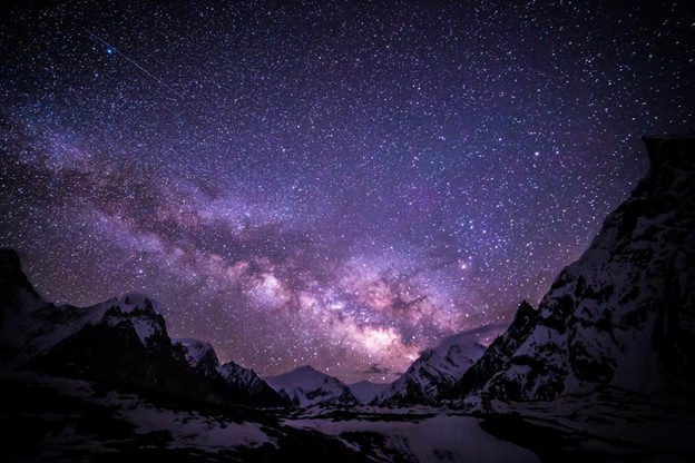 مجرة درب التبانة كما تظهر من مخيم كونكورديا في باكستان، لُوحظت العديد من النجوم التي تظهر في السماء، نفد وقودها النجمي وماتت، ولكننا لا نعلم ذلك بعد. قد يكون هذا وهمًا أكثر من أنه انعكاس للحقائق الفلكية التي توصلنا لها. آن دركسي