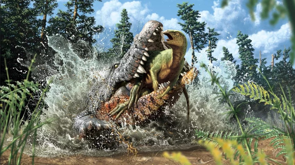 اكتشاف أحفورة لتمساح التهم ديناصورًا في وجبته الأخيرة