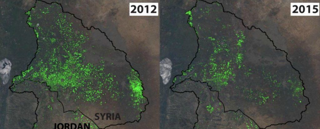 الحرب السورية تقضي على الزراعة يمكن رؤية اثارها من الفضاء