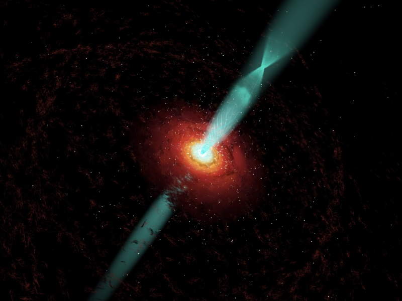 العلماء يرصدون انبعاثات نفاثة من انفجار ثقب أسود فائق الكتلة في بداية تشكل الكون